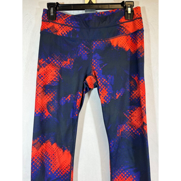 Athleta sonar mesh crop leggings red blue print womens S Capri Athletic A28 + - Picture 2 of 7